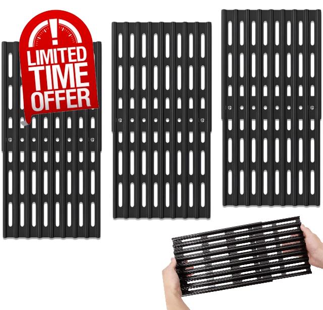 Set of 3 Adjustable Cooking Grates – 20 cm Wide Universal Replacement Grill Grid for BBQ Grills