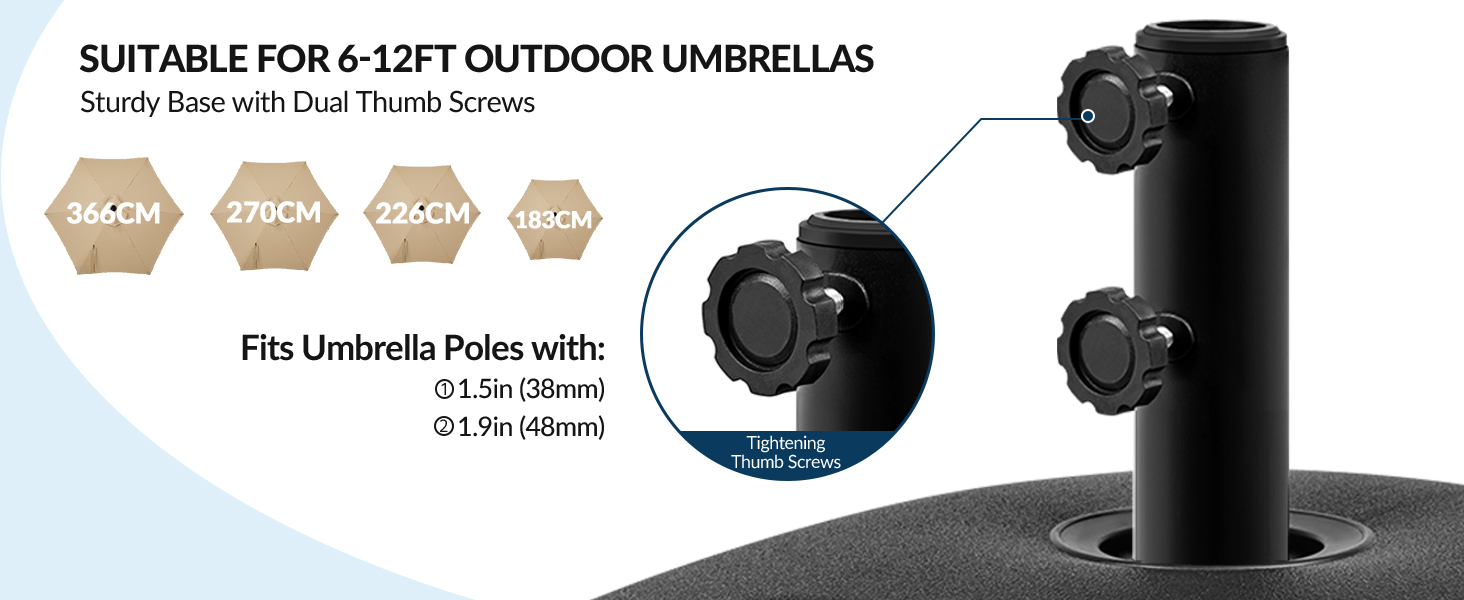 Outdoor Umbrella Base Stand with 37L Capacity