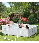 Outsunny 274cm x 76cm Inflatable Swimming Pool Family-Sized Blow Up Pool Round Paddling Pool with...