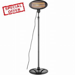 Infrared Patio Heater Floor Standing 2kW – Outdoor Electric Garden Heater with Adjustable Height & Safety Features