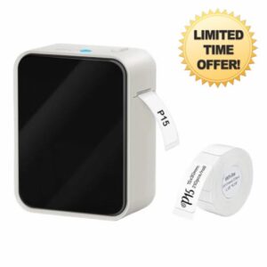 Mini Label Printer P15 With 3PK Label Sticker 12 * 40mm Wireless Bluetooth Labeling Machine Adhesive Portable Thermal Printer Easy To Use(White)