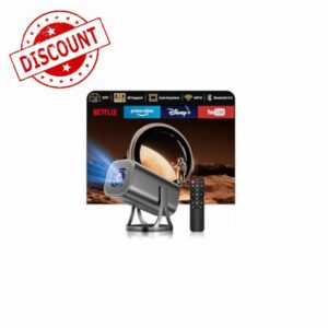 Mini Projector HD 1080P 4K Supported Smart Projectors Auto Keystone & Focus 22000 Lumen 260 ANSI Bightness WIFI 6 and Bluetooth Home Theatre 200" w 270°Rotatable Stand for Game/Bedroom/Outdoor/Phone