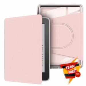 360° Rotating Magnetic Detachable Case with Stand & Auto Wake/Sleep for Paperwhite 12th Generation 7" (2024 Release) - Clear Back Cover