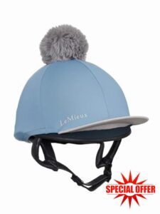 LeMieux Classique Pom Horse Riding Hat Silk - Ice Blue