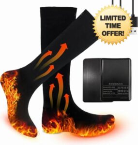 OBEST Rechargeable Heated Socks for Women Men Electric Heated Socks Foot Warmers 5000mah 3 Adjustable Temps for Sitting Hiking