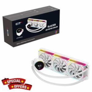 CiT Pro Glacier 360mm White ARGB CPU Liquid Cooler With Display For Performance Metrics