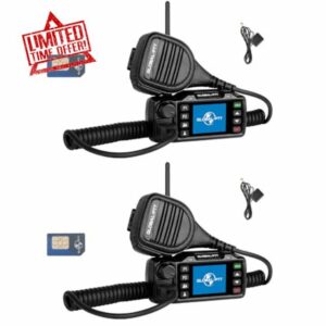 2-Pack Push-to-Talk Over Cellular (PoC) Mobile Radios Unlimited Range - 4G LTE Nationwide PTT Walkie Talkies for in-Vehicle Communication (GPS)