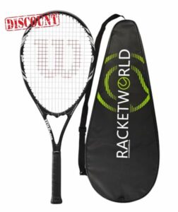 Wilson Federer Adult Tennis Racket (Various Bundle Options) Black/White Series