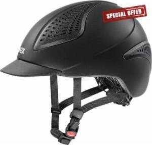uvex exxential III - lightweight unisex riding helmet - individual size adjustment - black mat M-L