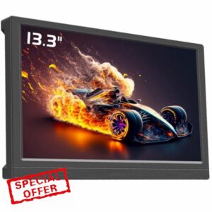 Portable Monitor with HDMI VGA Port 13.3 inch PC 16:9 Display HD 1366x768 Small External Monitor for Computer Laptop PS4 Raspberry Pi Home Kitchen CCTV Windows OS