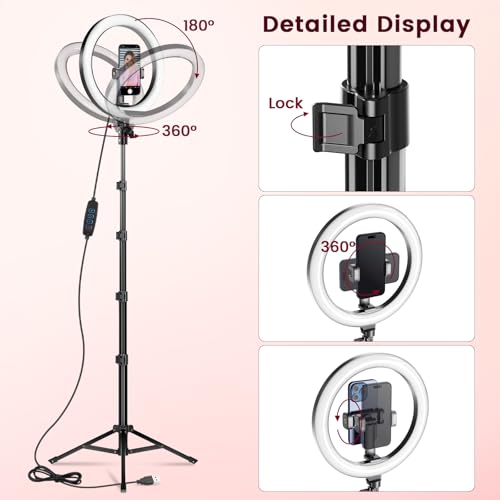10 inch LED Ringlight Selfie Light with Remote & Phone Holder for Video