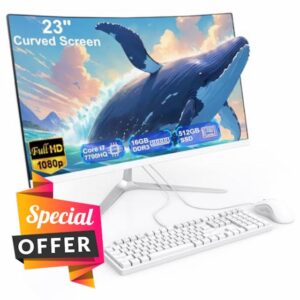 SUKOTOP All-in-One Desktop PC 23.8 Inch Curved Display Core i7 7700HQ(up to 3.8Ghz) 16GB RAM 512GB SSD Dual Band WiFi