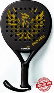 Condor Padel Rackets Bat for Playing Paddel Singles or Doubles Tennis in Black & Gold Single or Set of 2- Adult Paddelball UK Brand Paddle Ball Racquets Mens & Womens