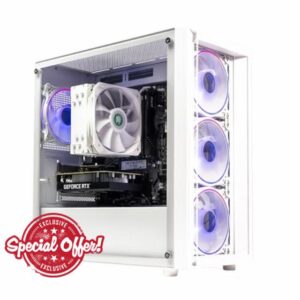 GTR Gaming PC | AMD Ryzen 5 5500 | RTX 3050 6GB | 16GB DDR4 3600MHz | 1TB NVMe SSD | 500W 80+ Bronze PSU | Windows 11 | Wi-Fi - ARGB Glass-White Case