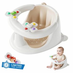FOVVZDIL Baby Bath Seat 6 Months Plus with Toys Safe Infant Baby Bath Chair with Anti-Slip Suction Cups Design for Newborns to 12 Months Plus