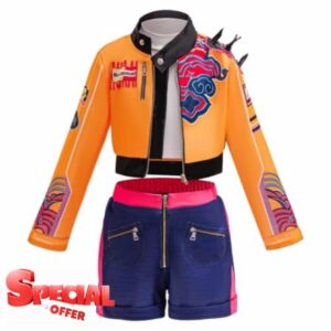 Tangsenyu Kids Rumi Costume for Girls Pop Singers Outfit Include Jacket T-shirt and Shorts