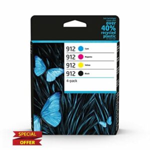 HP 912 Set of 4 Original Ink Cartridges for OfficeJet Pro 8010 8010e 8012 8014 8015 8020 8020e 8022 8023 8024 8025 Printers