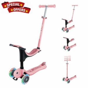 Globber Go Up Sporty Lights Kids Scooter Toddler Ride On - Removable Seat - 2 Year Warranty