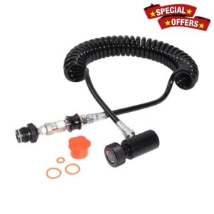 Paintball Quick Disconnect Adapter Remote Coil Hose w Slide Check Replacement HPA CO2