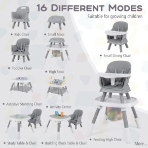 16 in 1 Convertible Highchair/Table Chair Set/Building Block Table/Booster Seat with Removable Tray