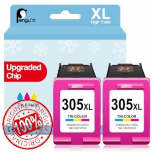 Penguin 305 XL Colour for HP Deskjet 2810e Ink Cartridges Compatible with 2820e 2800e 2710e 2720e 2722e 4130e Envy 6032e 6020e 6022e Envy Pro 6430 6420 305XL 305 Printer Ink Replacement twinpack