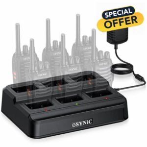 eSynic Six-Way Charger for Walkie Talkie 6 Way walkie talkie Charger Dock with Short Circuit Protection for 6 Walkie Talkies or 6 Batteries for Baofeng 888S 88E