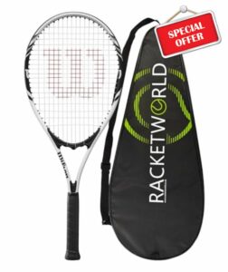 Wilson Federer Adult Tennis Racket (Various Bundle Options) White/Black Series