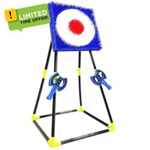 Rexco 18 inch Axe Throwing Game Safety Axe Darts Bristle Target Board Set Kids Childrens Adult Party Carnival Fun Activity Indoor Outdoor Backyard Stand