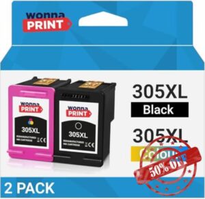 WonnaPrint 305XL Ink Cartridges Replacement for HP 305 Ink Cartridges Black and Colour 305 XL for HP DeskJet 2700 2710 2720 2722 Plus 4100 4120 Envy 6000 6010 6020 6030 6032 Pro 6400 643