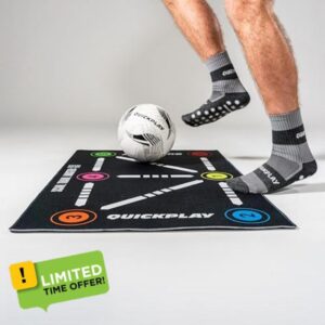 QUICKPLAY Ball Mastery Skills Mat with eCoach Training Video Access – Football Footwork Trainer with Anti-Slip Base – Football Skills & Ball Control Training for Kids & Adults