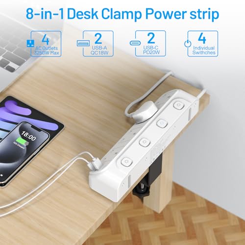 BEVA 4 Way Surge Protected Plug Extension with PD20W USB C Charger