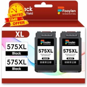 Fooylen PG-575XL 575 Ink Cartridges PG-575 Black Compatible for Canon 575 Black Ink Cartridge Ink 575 XL Compatible with Canon Pixma TS3550i TS3551i TS3750i TR4750i TR4751i (2 Pack)