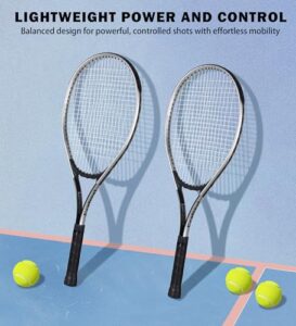 Family Beginner 27 Inch Tennis Racket Set for Outdoor Recreational Sport Game