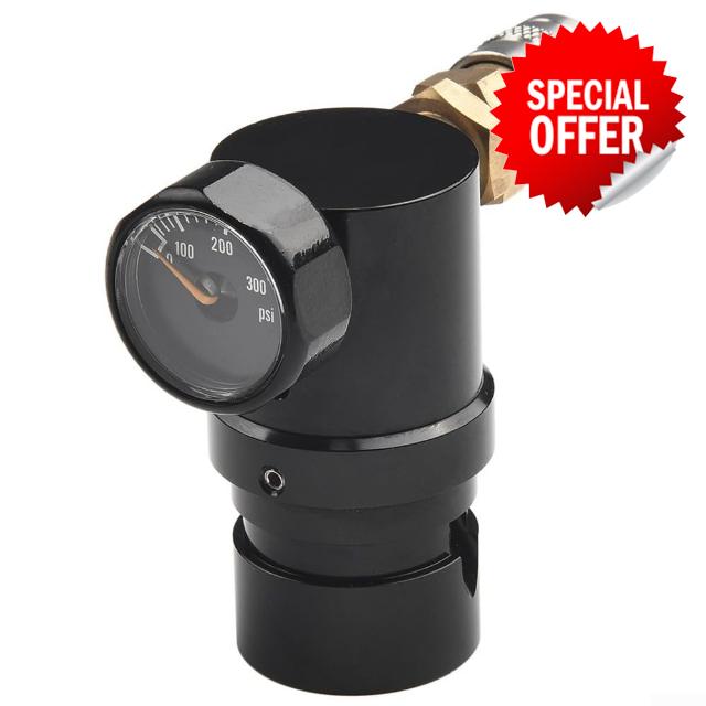 Eawfgtuw Micro MR GEN2 Regulator with Foster Coupler Remote Hose Paintball CO2 Air System Adjustable Pressure Control 40-150 PSI Tournament Lock Compatible Maximum (2# Regulator with black hose)
