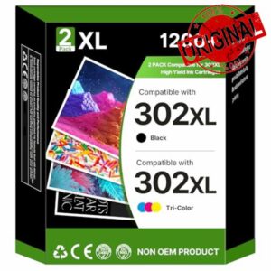 302XL Ink Cartridges Compatible for HP 302 XL for HP DeskJet 1110 1112 2100 2130 2132 2134 Envy 4520 4521 4522 4524 OfficeJet 3830 3831 3832 3833 3834 3835 3836 3838 printers (2-Pack)