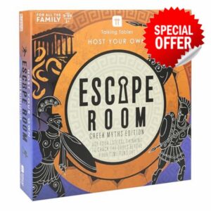 Talking Tables Escape Room Game Host Your Own Escape Room Night Greek Myths Edition Puzzle Games Riddles Challenges Clues QR Codes Family Games for Kids Adults Brain Teaser Puzzles Ages 9+ 1+ Players