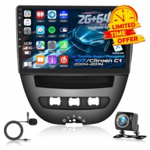 [2GB+64GB] Android Car Radio for Toyota Aygo/Peugeot 107/Citroen C1 2004-2014 with Wireless Carplay and Android Auto