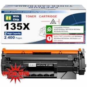 135X W1350X ( 135A W1350A )Toner Cartridge [with Chip] High Yield 2400 Pages Compatible for HP Laserjet M207dw M209 M209d M209dw M234 M234d M234dw M234sdw M234sdn M235sdw Printe