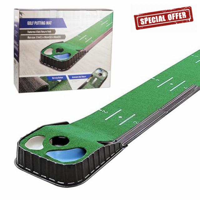 Golf Putting Mat Set 106''(270cm) x 15.3''(39cm) + Return Path in Gift Box Indoor Outdoo