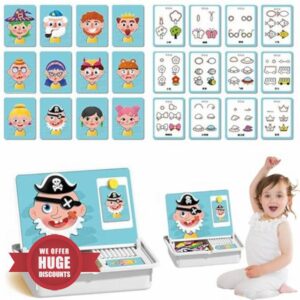 Magnetic Puzzles Face Dress Up Travel Game Double Side Preschool Educational Learning Toy for Kids