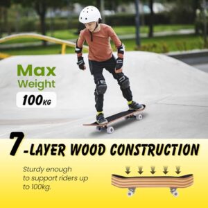 7 Layers Maple Skateboard Deck with ABEC-7 Ball Bearings