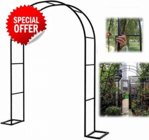 Weather Resistant Metal Garden Arch Trellis 1.4M Wide Heavy Duty Rose Arches for Wedding Garden Decor 2.3M High Arch Stand(White
