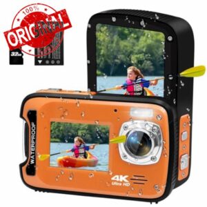 17FT Underwater Camera 4K 48MP Waterproof Camera for Snorkeling,Dual Screen Auto Focus Digital Camera with 32GB Card