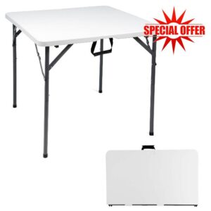 Crystals 3FT Square Folding Table – Heavy-Duty 3 Feet Foldable Trestle Table for Indoor & Outdoor Use