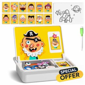 Magnetic Puzzles Face Dress Up Travel Game Double Side Preschool Educational Learning Toy for Kids