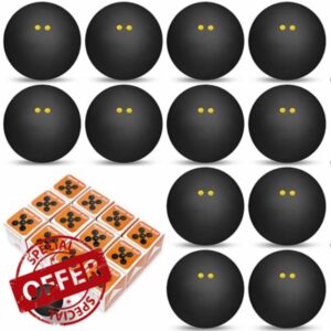 12 Pcs Squash Balls 38 mm Double Yellow Dot Professional Squash Small Sports Ball Rubber Squash Balls for Training Practice Competitio