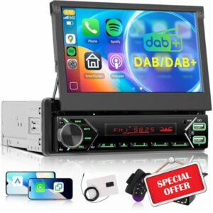 DAB/DAB+ Single Din Car Radio with Wireless Carplay Android Auto