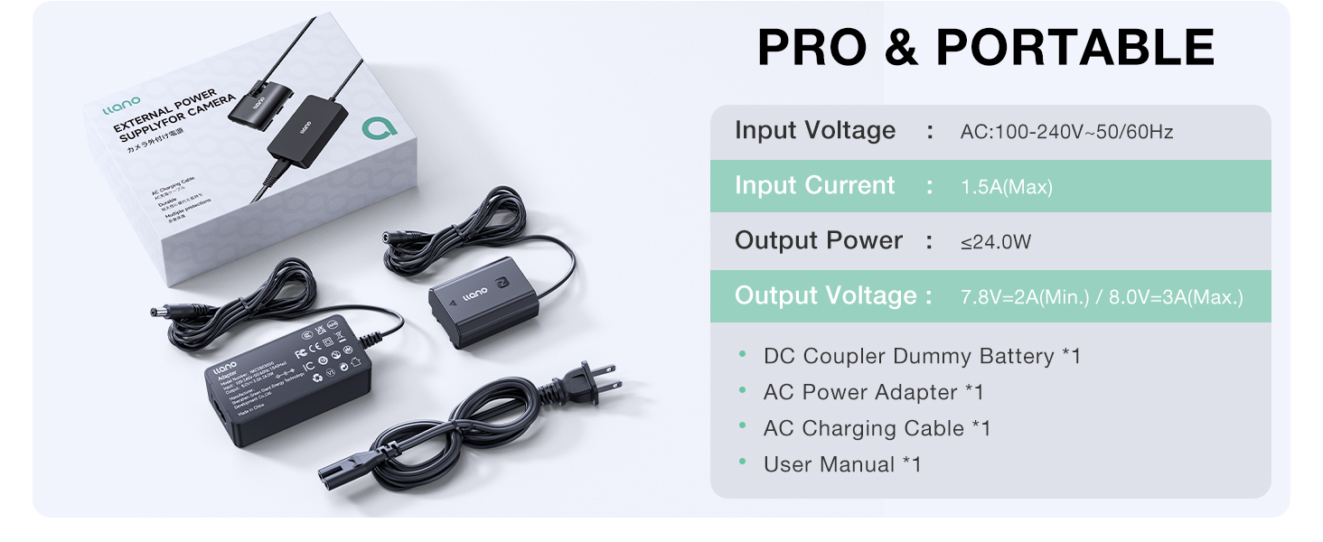 Text reads 'PRO & PORTABLE'. Product specification or manual pages showing technical details and diagrams on white background.