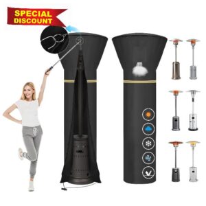 Patio Heater Cover,Heavy Duty 900D Large Patio Heater Covers Waterproof with Air Vent & Zipper,Push Rod Easy to Use,Cover for Garden Electric Heater,Fits for East Oak