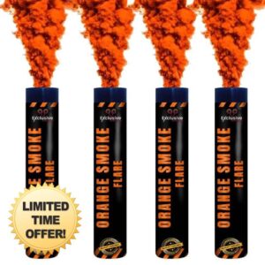EXCLUSIVE ONLINE Ring Pull Smoke Grenades/Flares Pack of 4 Colors for Paintball Weddings Photoshoots Football Celebrations & Special Effects (Orange)